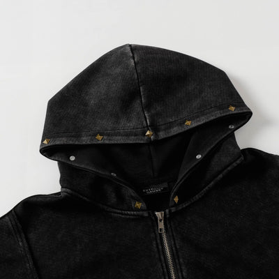 Chamarra Hoodie Retro Vintage Efecto Desgastado - Image 8