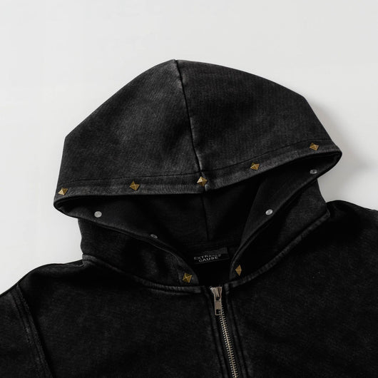 Chamarra Hoodie Retro Vintage Efecto Desgastado - Image 8