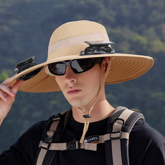 Gorro Ventilado con Doble Ventilador Solar para Hombre - Outdoor y Montaña