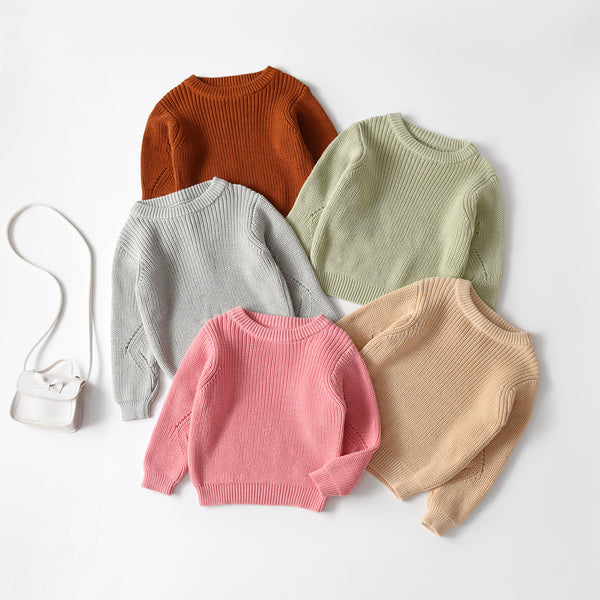 Suéter Tejido Infantil Estilo Coreano Color Liso - Abrigo Calidez