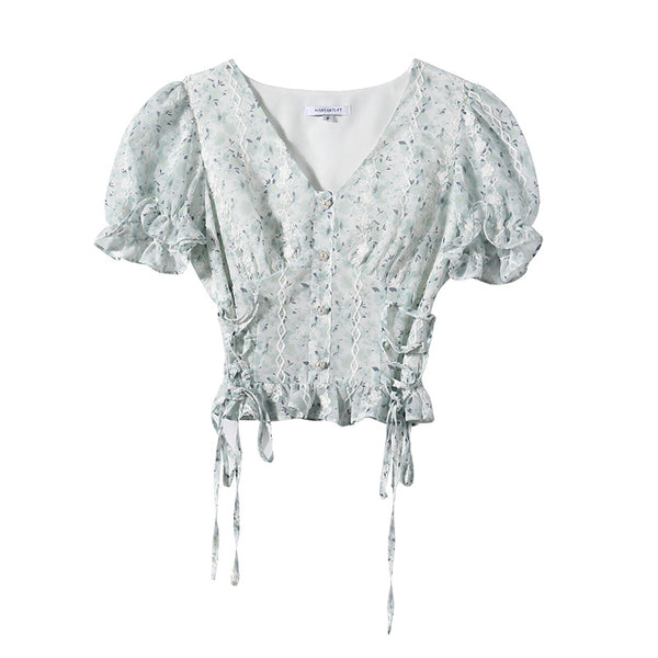 Blusa de Chifón con Botones de Perla y Jacquard Elegante - Image 7