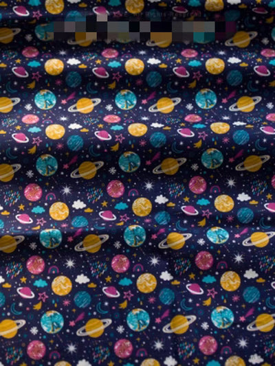 Tela de Algodón Estampada Digitalmente con Diseño Patchwork Universo Artístico Cielo Estrellado - Image 6