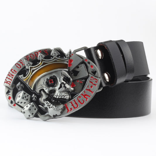 Cinturón de Cuero Puro con Diseño Calavera Casual - Image 2
