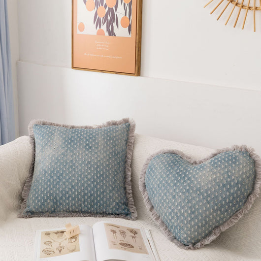 Funda de Almohada Jacquard con Franja de Denim - Image 3