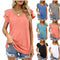 Women's V-Neck Double Layer Lotus Leaf Short Sleeve Blouse