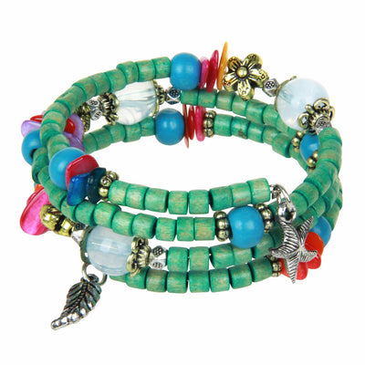 Pulsera de Madera Vintage con Cuentas Budistas y Detalles en Concha - Image 12