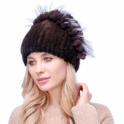 Gorro de Piel de Visón y Zorro Tejido - Colección Otoño Invierno - Image 8