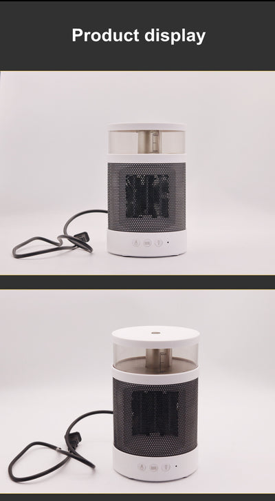 White and black 3-in-1 space heater with humidifier and night light, featuring a mesh grille and control buttons. - Image 29