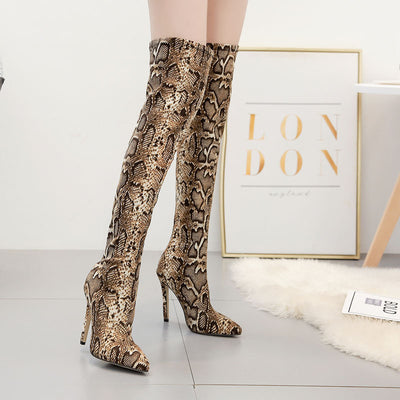 Botas Stiletto Stretch Sobre la Rodilla con Estampado Puntudo - Image 7