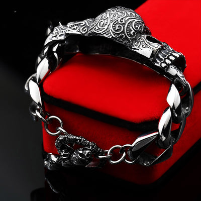 Pulsera Calavera Gabala de Acero Titanio con Incrustaciones de Gemas para Hombre - Image 5