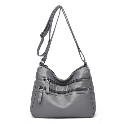 Bolso Bandolera de Cuero Genuino Lavado - Diseño Minimalista Versátil - Image 10