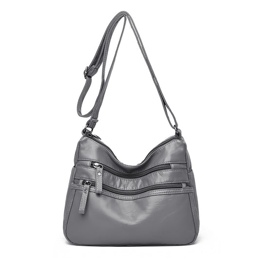 Bolso Bandolera de Cuero Genuino Lavado - Diseño Minimalista Versátil - Image 10