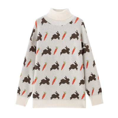 Suéter Cuello Alto Conejo Animado para Mujer - Image 11