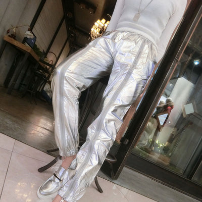 Pantalones Harem Plata con Cierre - Estilo Casual Suelto y Moderno - Image 10