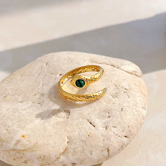 Anillo Serpiente Chapado en Oro 18K Acero Inoxidable