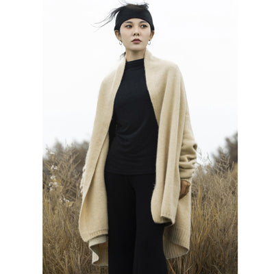 Cardigan Largo de Lana Pura con Hombros Caídos - Abrigo Tejido Grueso para Otoño e Invierno - Image 11