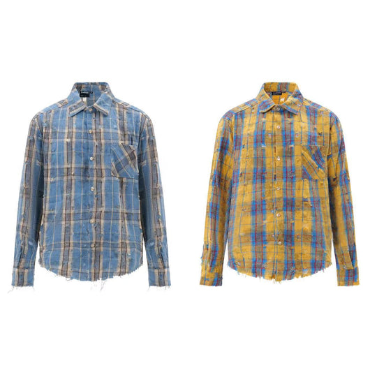 Camisa Vintage con Detalles Perforados - Estilo Personalidad