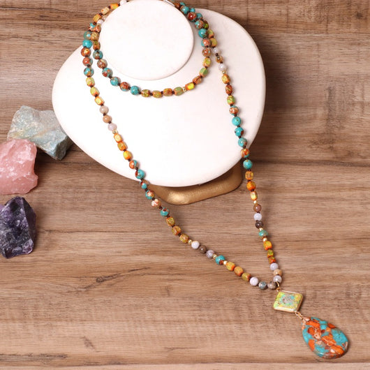 Collar de Agua con Piedras de Colores - Diseño Elegante en Gota - Image 10