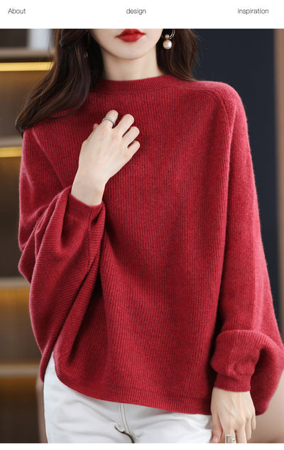 Suéter de Lana Pura Mujer Cuello Redondo Raglan - Polera Versátil Todo Uso - Image 15