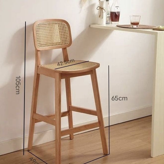 Taburete de Bar Ovalado en Ratán Tejido con Madera de Hule Maciza - Image 12
