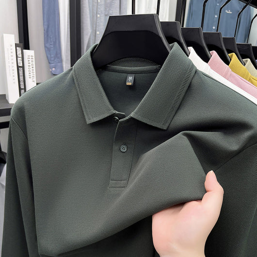 Polo de Algodón Mercerizado Manga Larga para Hombre - Ropa Casual Primavera Otoño - Image 12