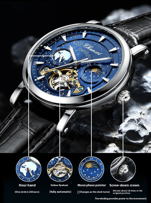 Reloj Mecánico Tourbillon Hueco Fase Lunar Xinghe con Esfera Luminosa - Image 24