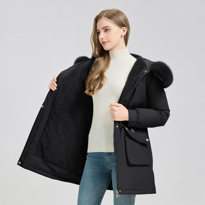 Abrigo Parka Largo Acolchado con Capucha Forrada en Piel para Invierno - Image 15