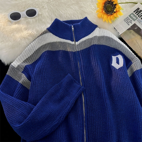 Cardigan con Cuello de Pie y Cierre de Cremallera