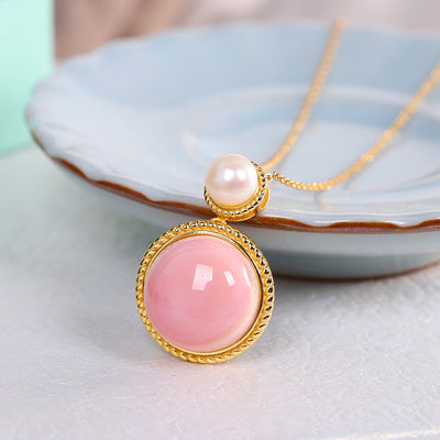 Aretes de Plata S925 con Concha Rosa y Diseño Geométrico Minimalista - Image 2