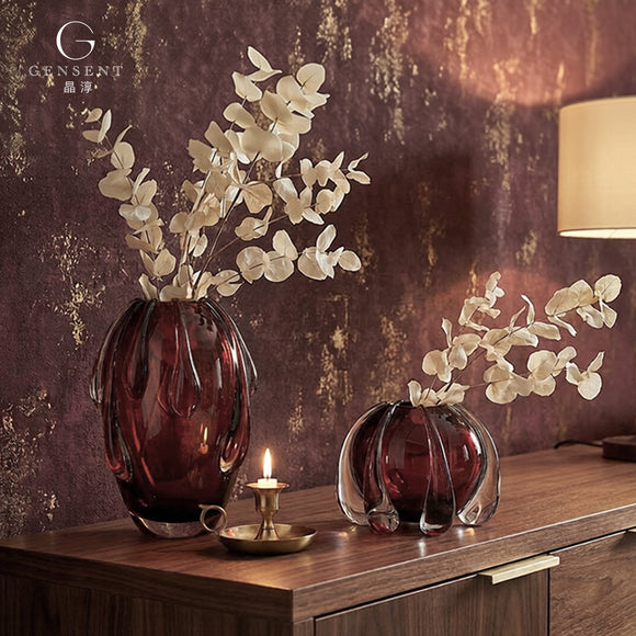 Jarrón de Cristal Marrón Elegante - Adorno Decorativo Premium