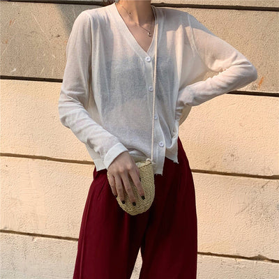 Cardigan de Seda de Hielo Tejido Fino con Protección Solar para Mujer - Image 19