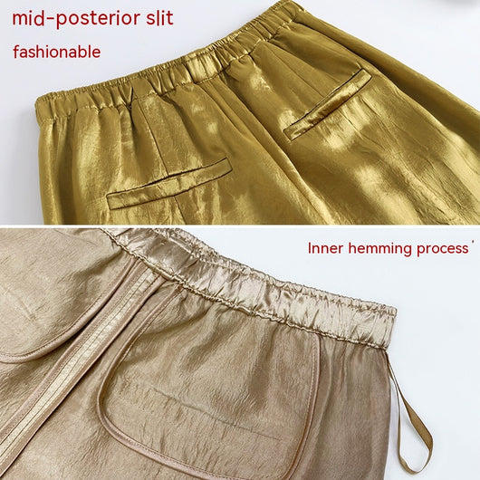 Pantalones Rectos de Triacetato con Pliegues para Primavera - Image 2