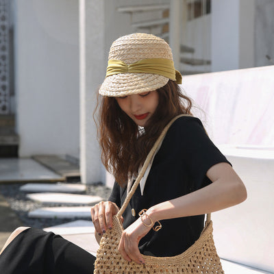 Sombrero de Algodón Plisado con Moño para Mujer - Versátil y Elegante - Image 3