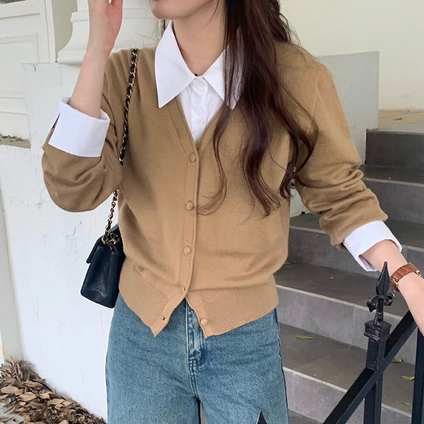 Suéter Ejecutivo Dos Texturas - Camisa y Punto Combinado para Mujer