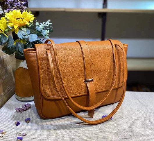 Bolsa Mensajera Retro de Cuero Curtido al Vegetal con Gran Capacidad - Image 11