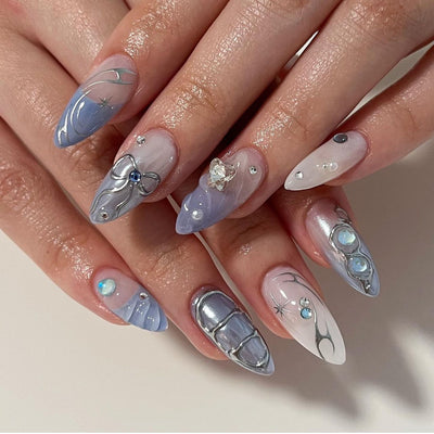 Uñas Postizas 3D con Relieve de Cristales - Diseño Sofisticado - Image 32