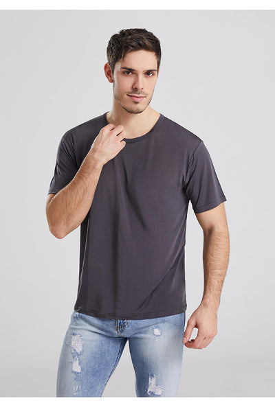 Camiseta de Seda Mulberry Suelta para Hombre - Cuello Redondo - Image 14