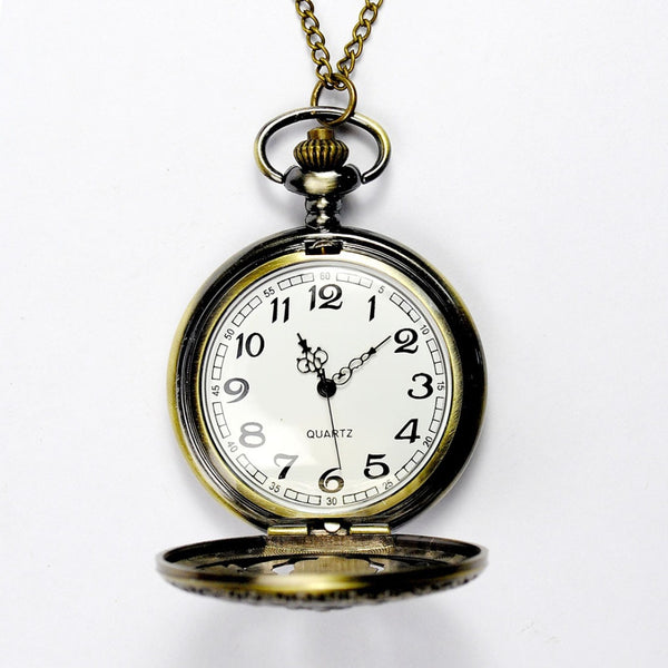 Reloj de Bolsillo Retro Vintage con Diseño Hueco de Mariposas y Flores