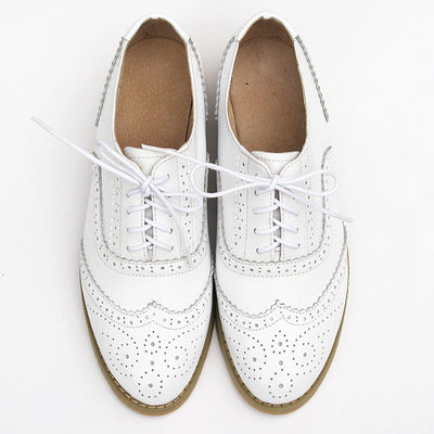 Zapatos Planos Punta Aguda Cuero Estilo Británico para Mujer - Image 3
