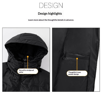 Abrigo Impermeable con Capucha para Hombre - Chaqueta de Plumón Invierno - Image 15