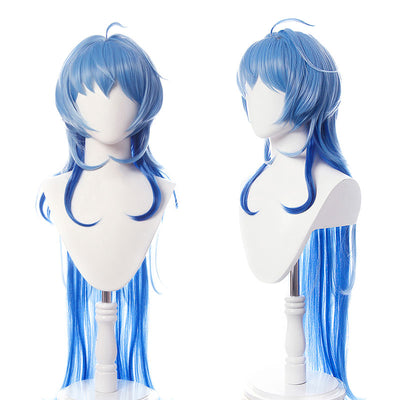 Peluca Degradado Azul Larga Cosplay - Cabello Sintético Resistente al Calor con Gorro Incluido - Image 4