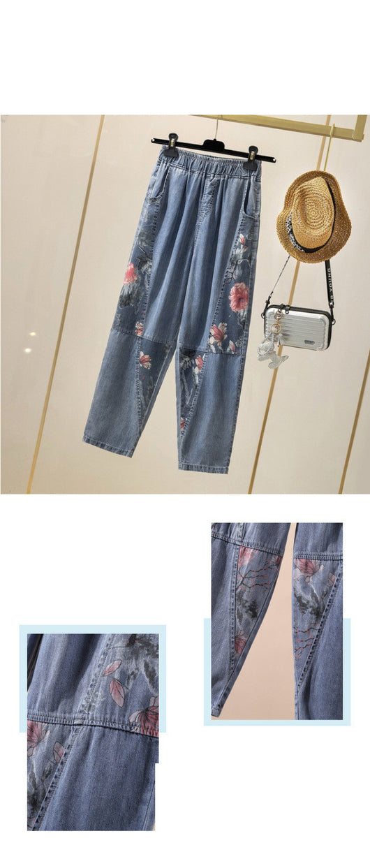 Pantalones Harem Sueltos Talla Grande Jeansspring con Estampado - Image 12