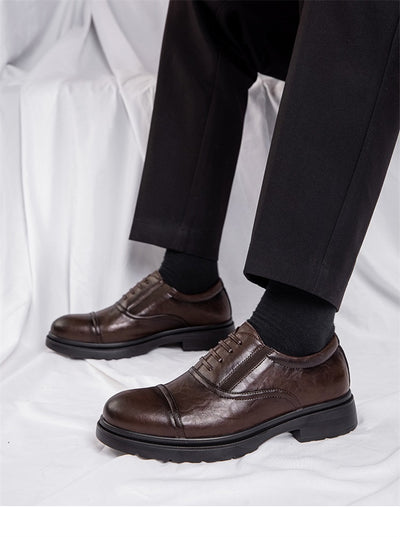 Zapatos Casuales de Cuero Genuino para Hombre con Suela Blanda Elevada - Image 9