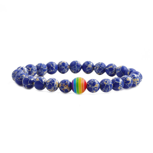 Pulsera de Pareja Piedra Volcánica con Chakras Arcoíris - Image 3