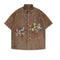 Camisa de Pana Bordada Tide Retro Estilo Neutral