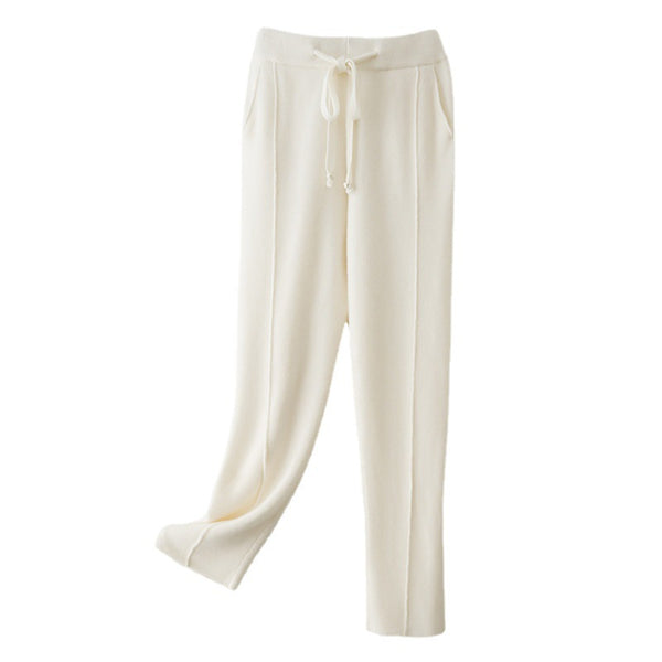 Pantalones de Lana Pura Cintura Alta Invierno - Harem Rectos Abrigados