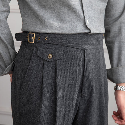 Pantalón Talle Alto Recto con Doble Pliegue Retro - Image 3