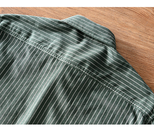 Camisa Retro a Rayas con Bolsillos y Mangas Largas - Image 14