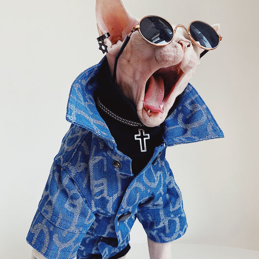 Chamarra de Mezclilla para Gatos sin Pelo Devon Rex - Estilo Trendy - Image 3