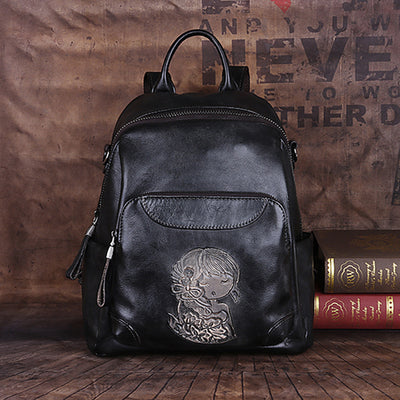 Mochila Retro de Cuero Genuino Multipropósito - Image 4